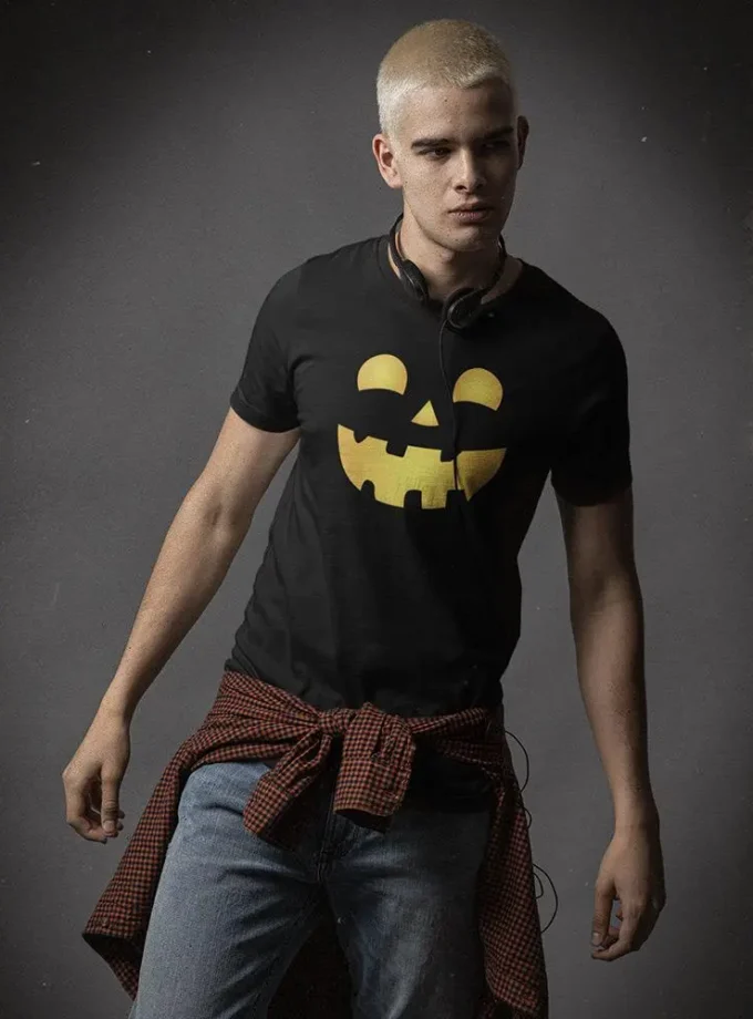 Halloween Pumpkin Smile T-shirt -SmartPrintsInk Designs